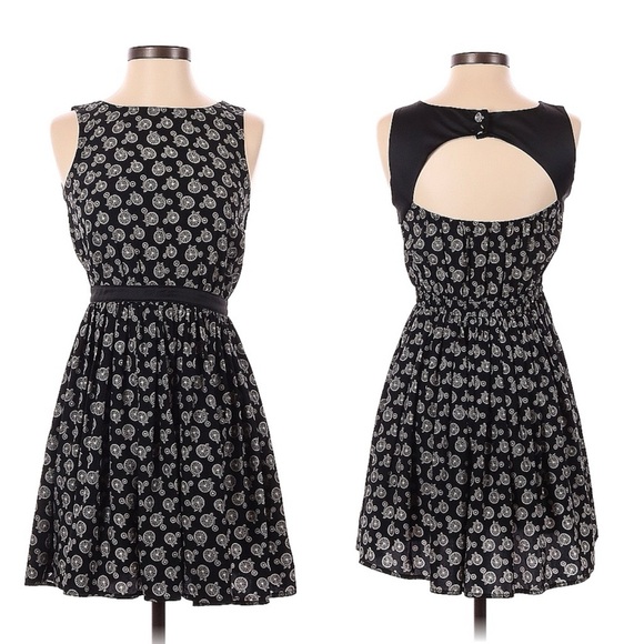 Bar III Womens Dress Size XS Black Bicycle Print Open Back - Picture 1 of 14